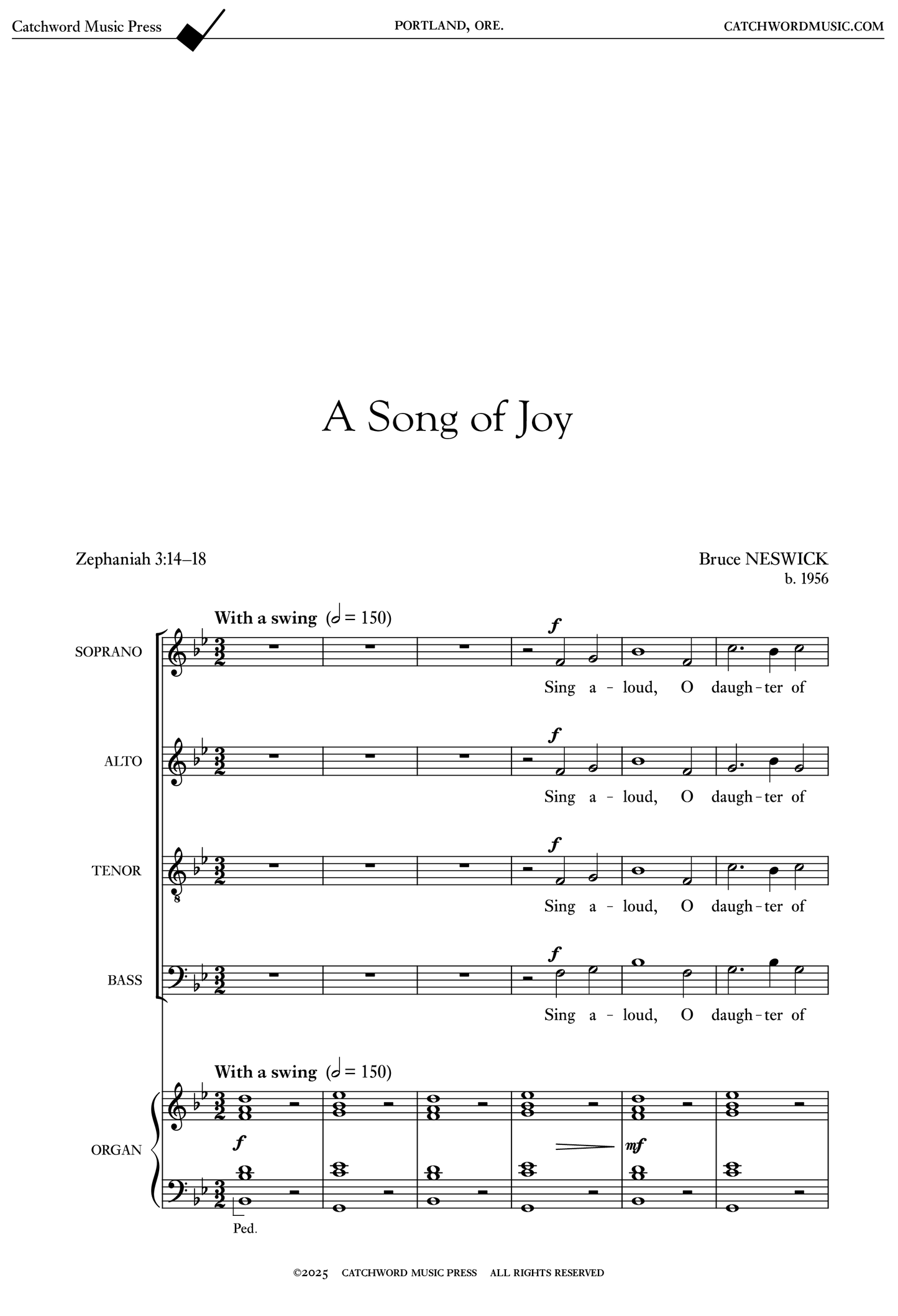 Neswick — A Song of Joy [SATB + organ]