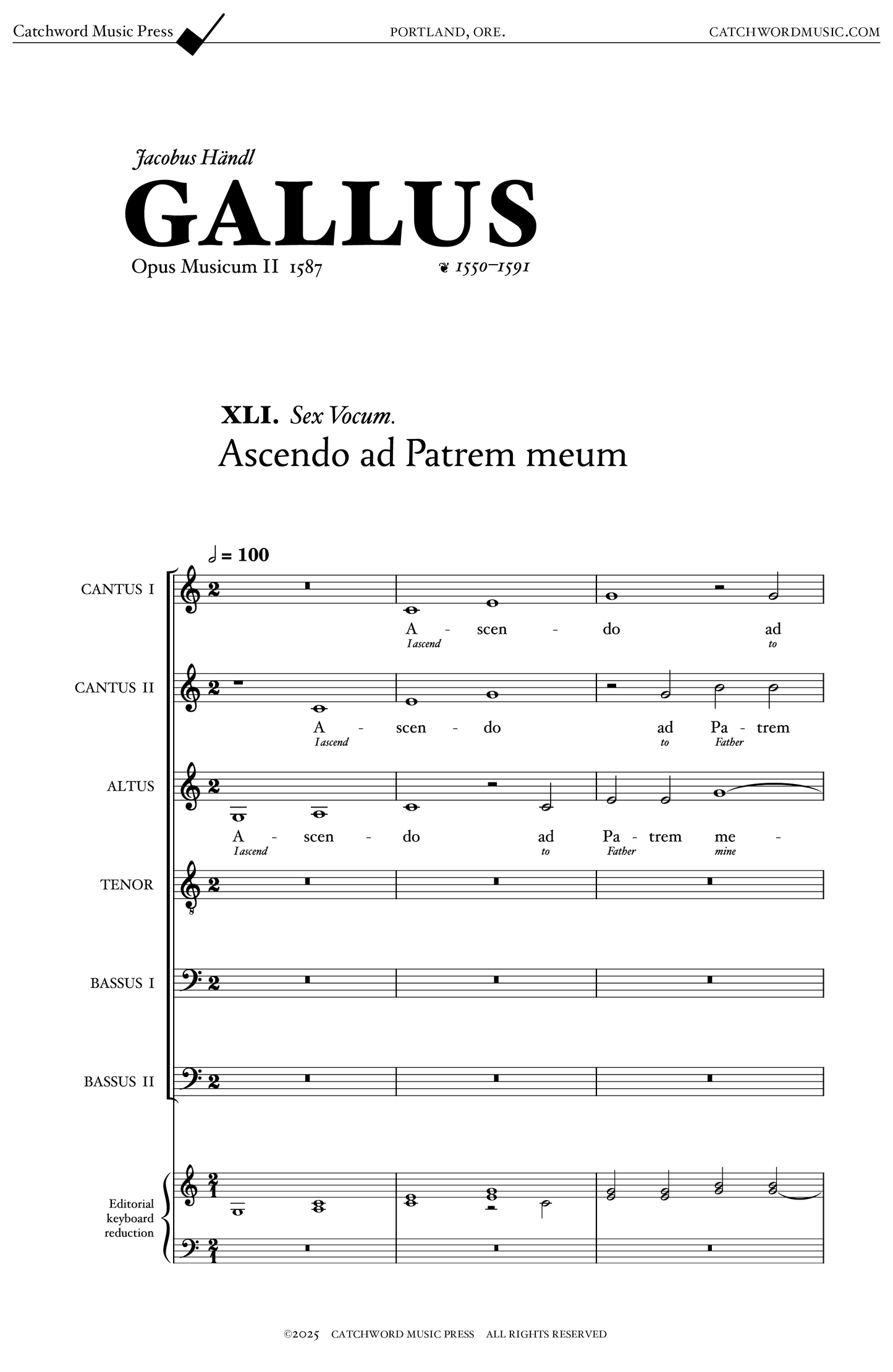 Handl/Gallus — Ascendo ad Patrem meum [SSATBB]