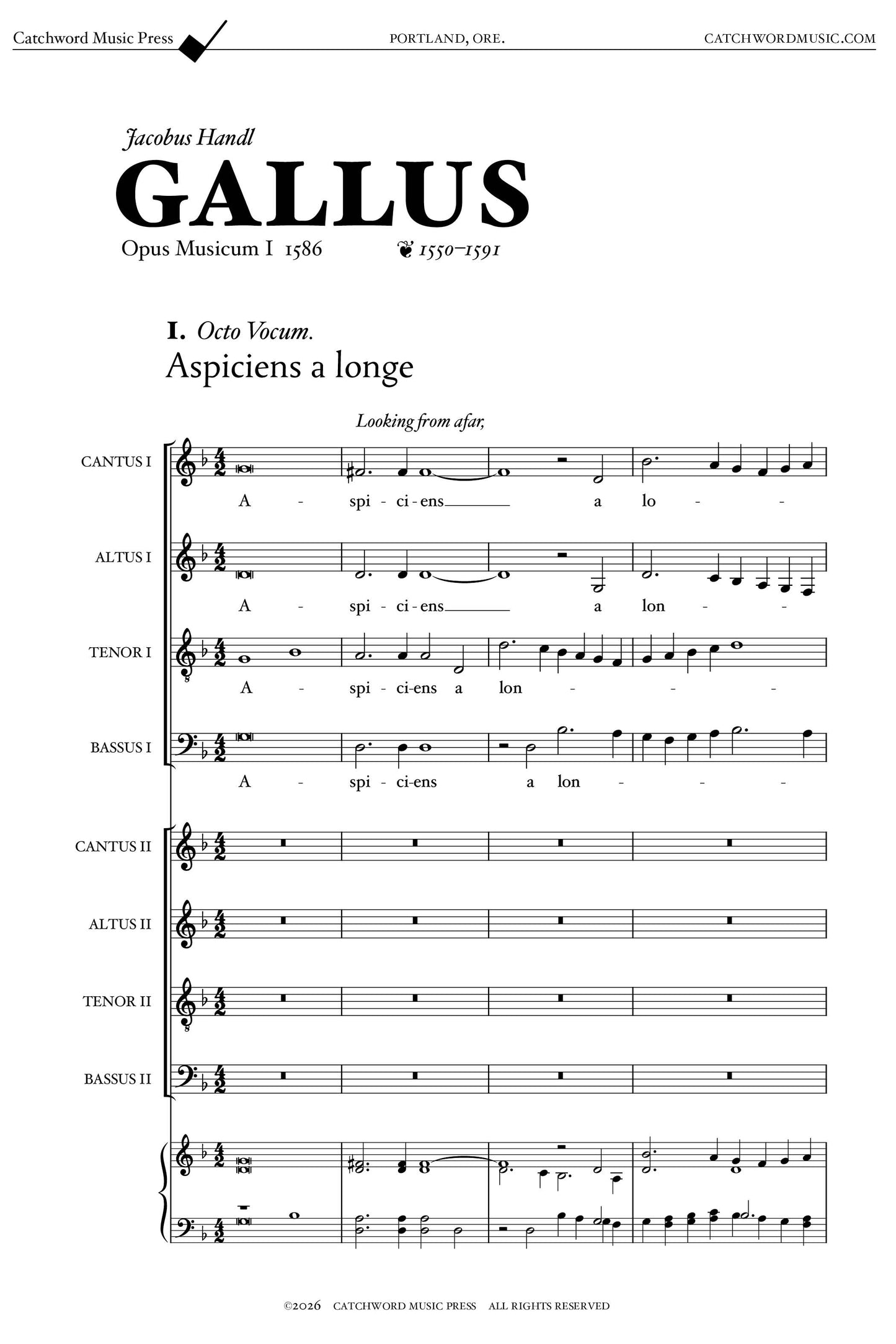 Handl/Gallus — Aspiciens a longe [SATB/SATB]