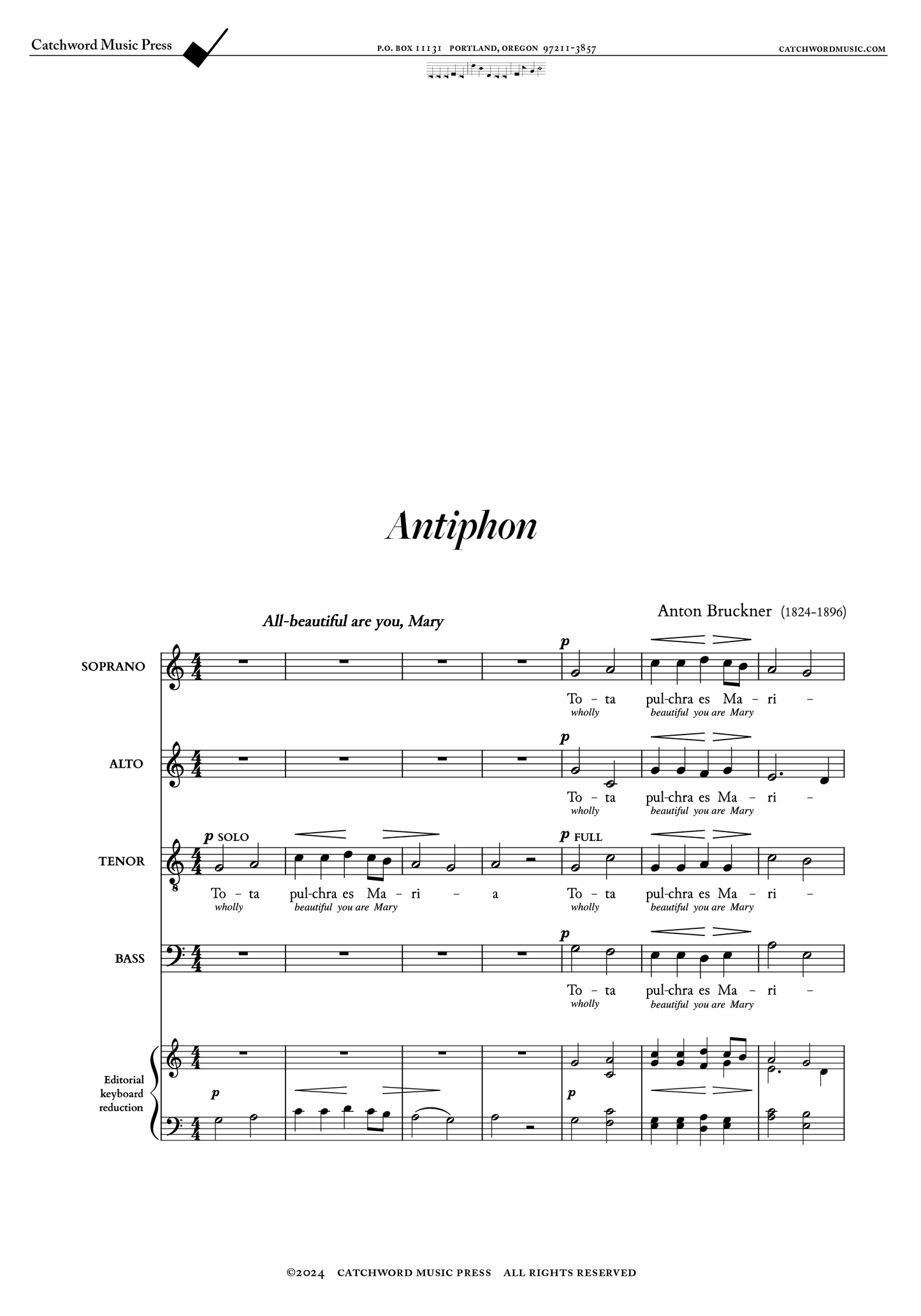 Bruckner — Tota pulchra es [SATB]