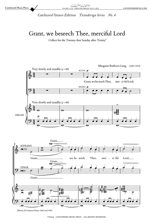 Lang — Grant, we beseech Thee [SATB + organ]
