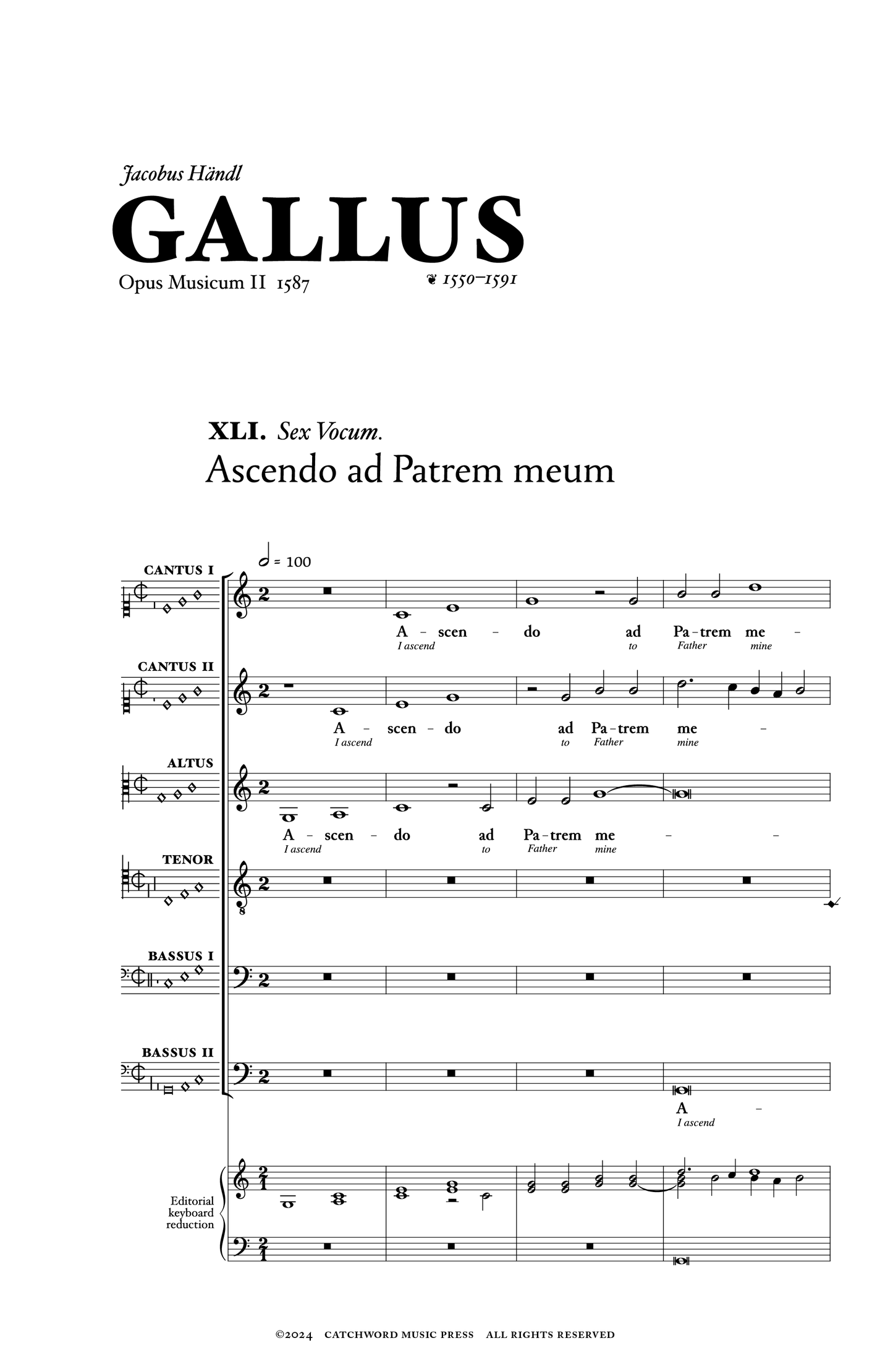 Handl/Gallus — Ascendo ad Patrem meum [SSATBB]