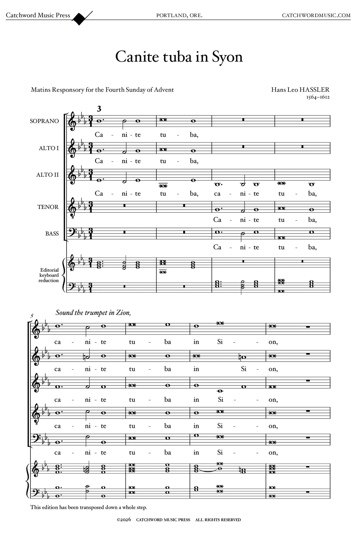 Hassler — Canite tuba in Syon [SAATB]