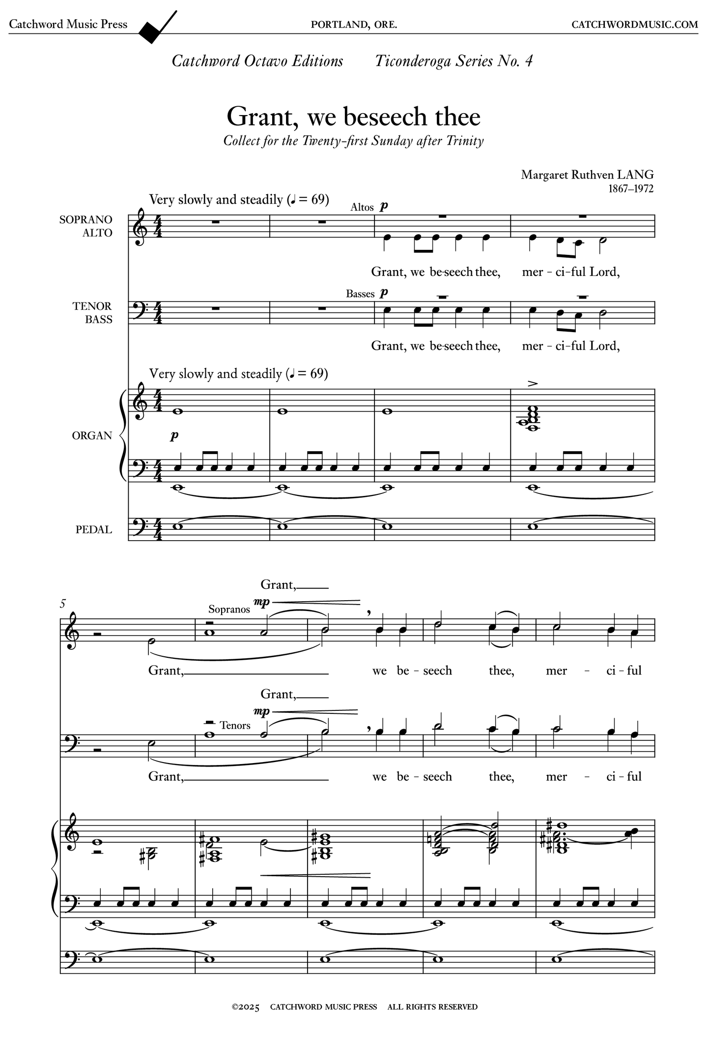 Lang — Grant, we beseech thee [SATB + organ]
