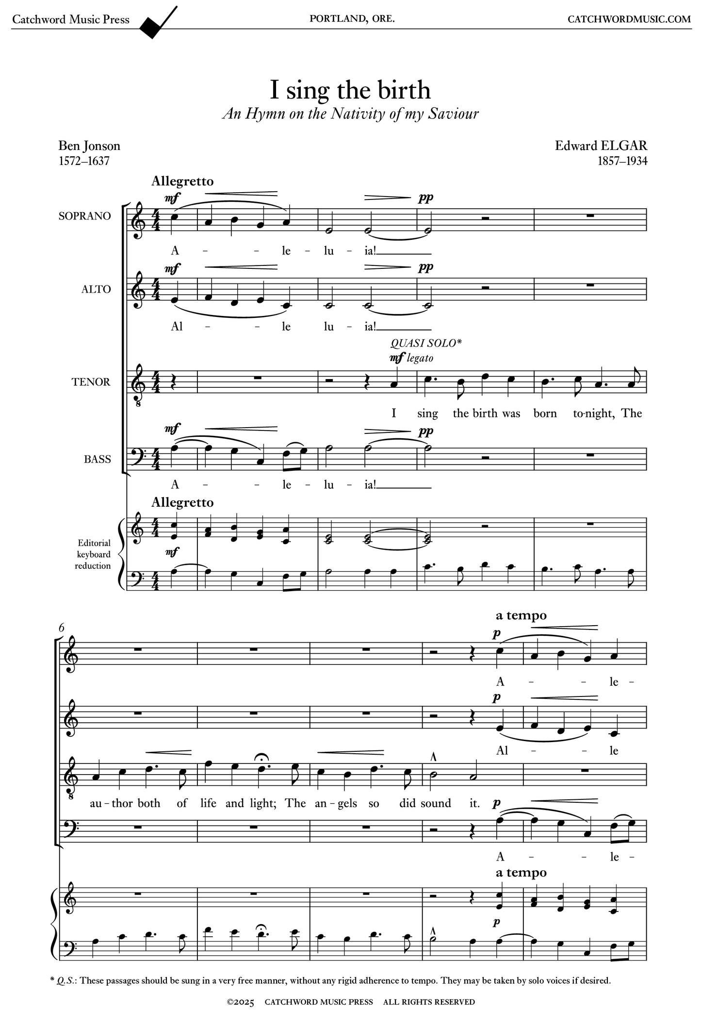 Elgar — I sing the birth [SATB]