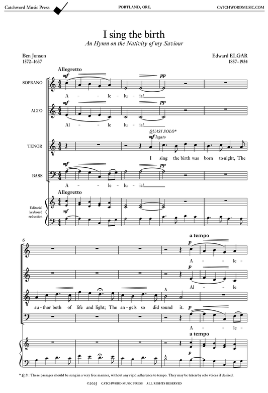 Elgar — I sing the birth [SATB]