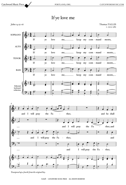 Tallis — If ye love me [SATB]