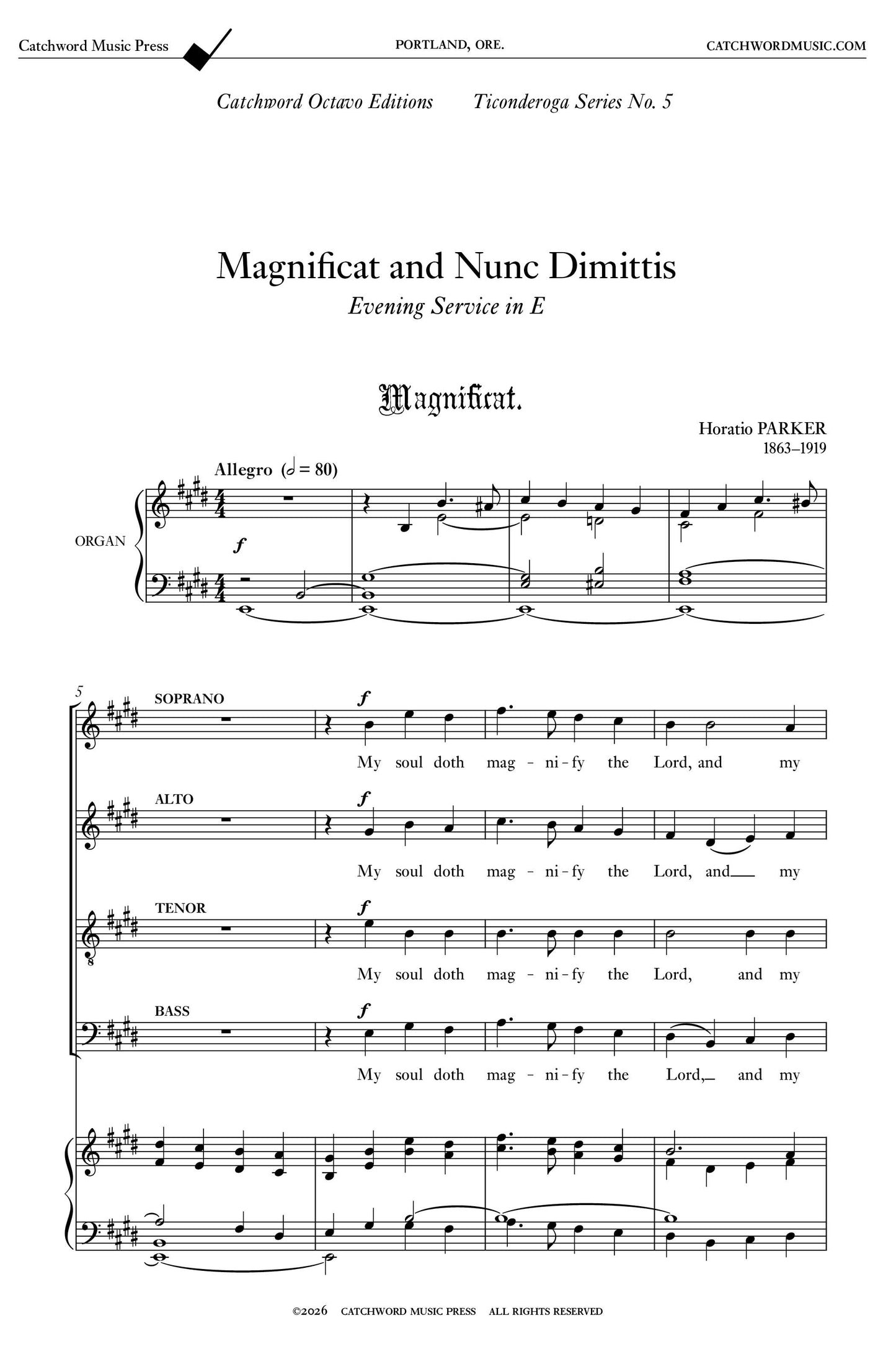 Parker — Magnificat & Nunc Dimittis in E major