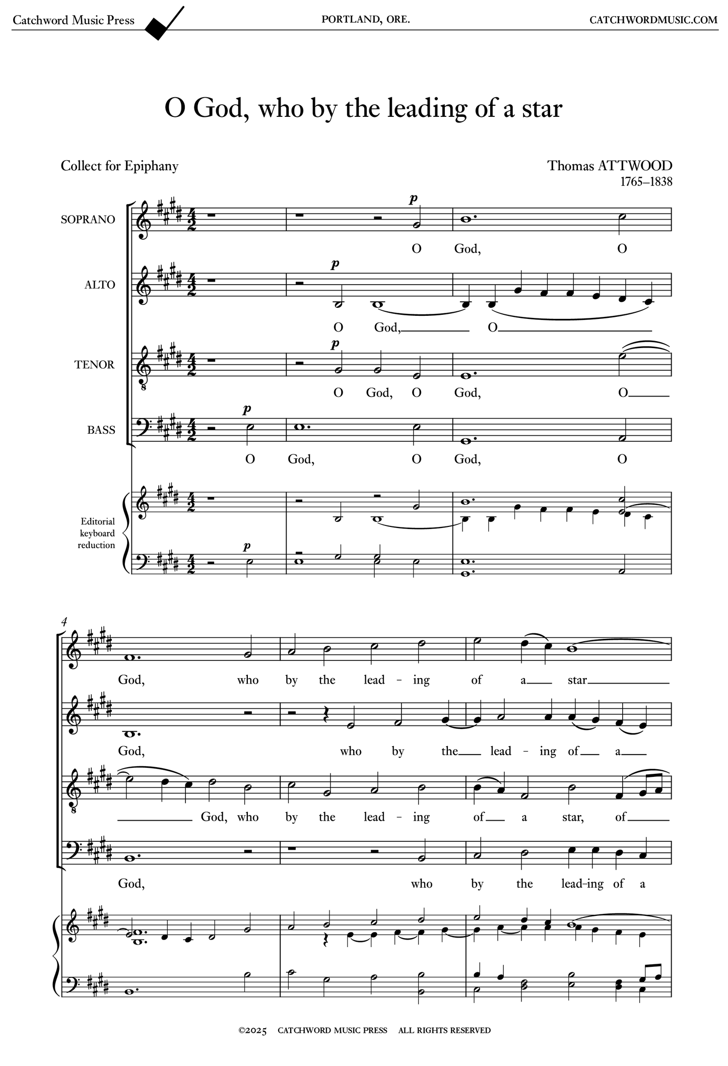 Attwood — O God, who by the leading of a star [SATB]