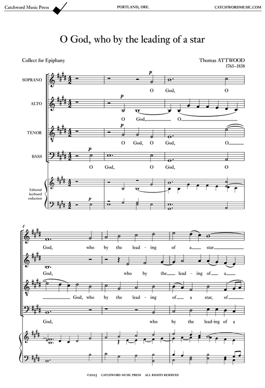 Attwood — O God, who by the leading of a star [SATB]