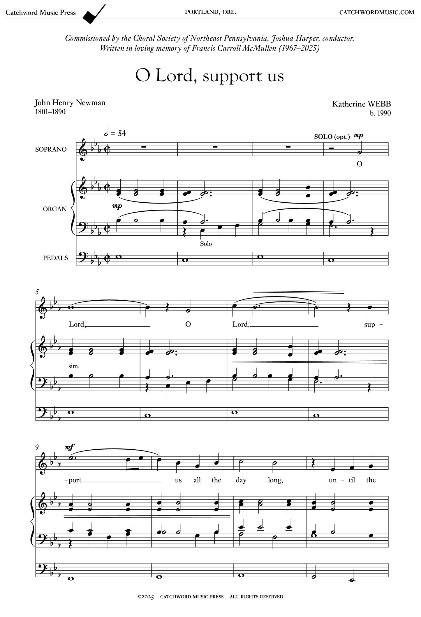 Webb — O Lord, support us [SATB + organ]