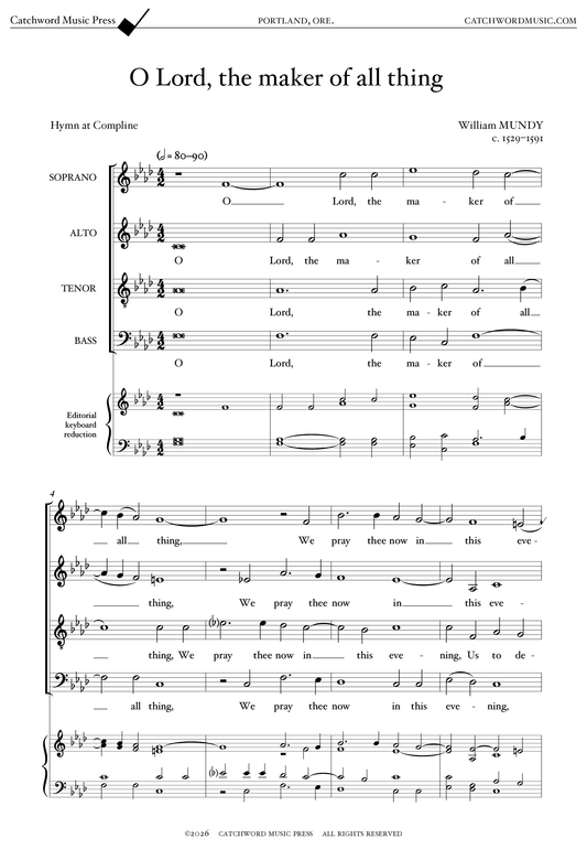 Mundy — O Lord, the maker of all thing [SATB]