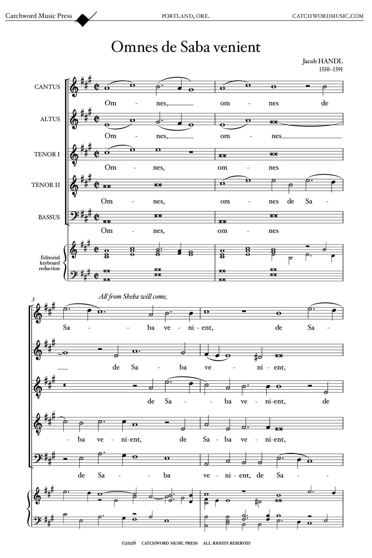 Handl/Gallus — Omnes de Saba venient [SATTB]