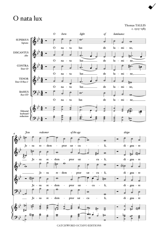 Tallis — O nata lux [SATTB]