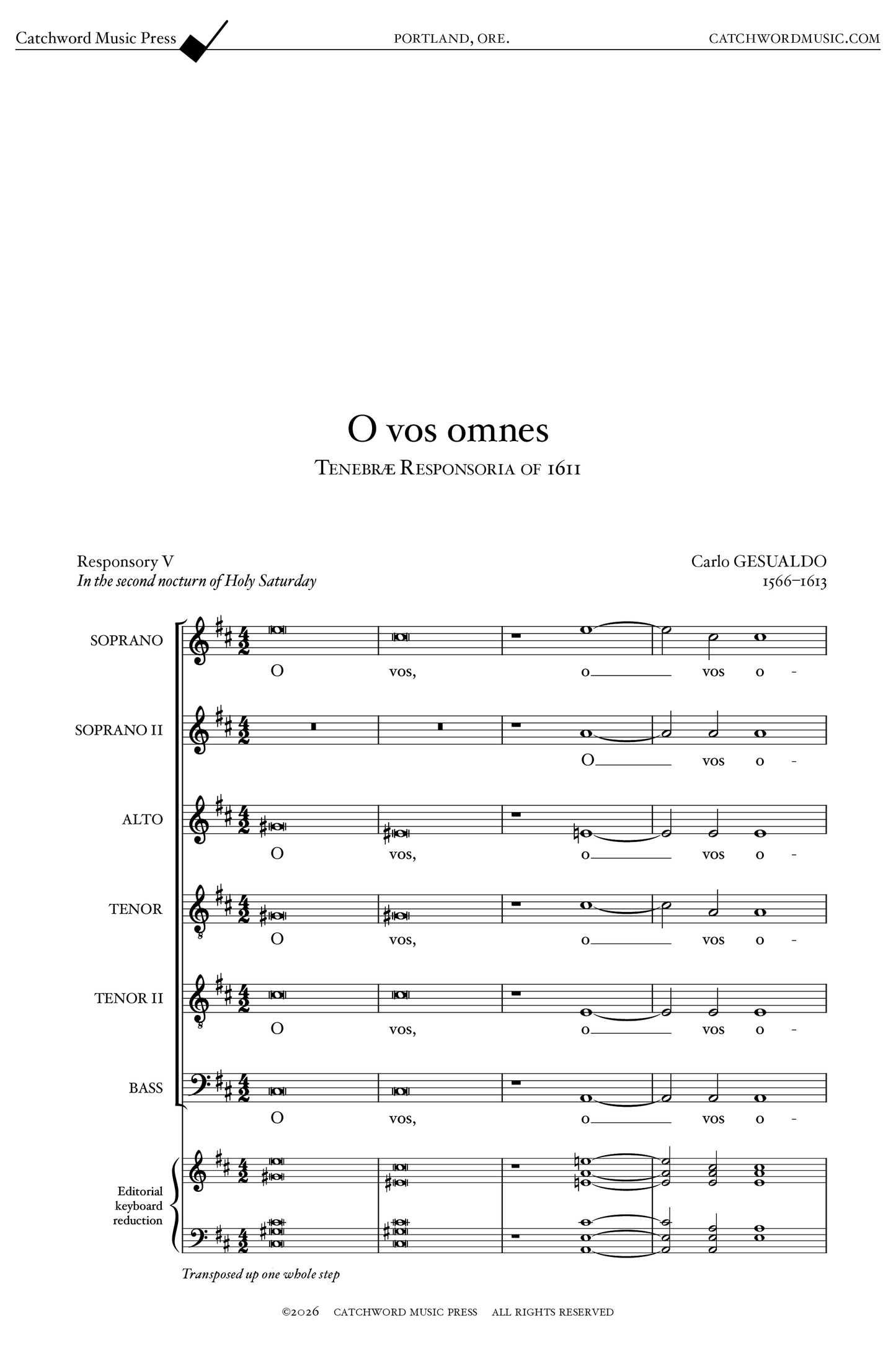 Gesualdo — O vos omnes à 6 [SSATTB]