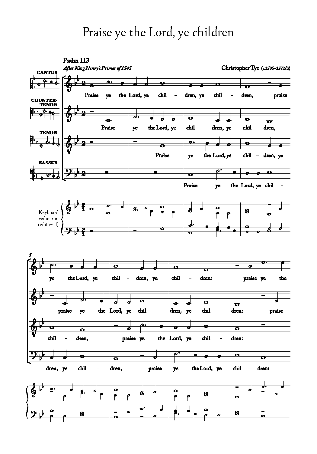 Tye — Praise ye the Lord, ye children [SATB]