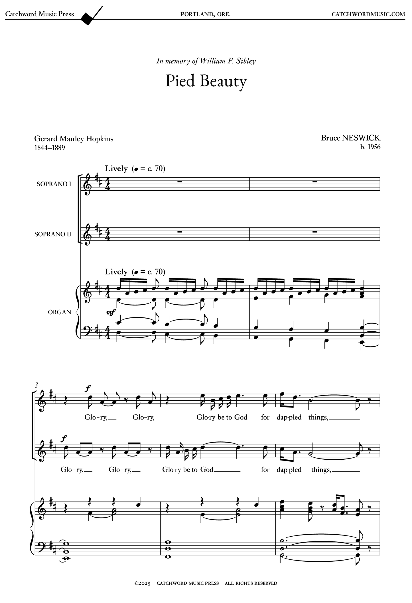 Neswick — Pied Beauty [Treble voices + organ]