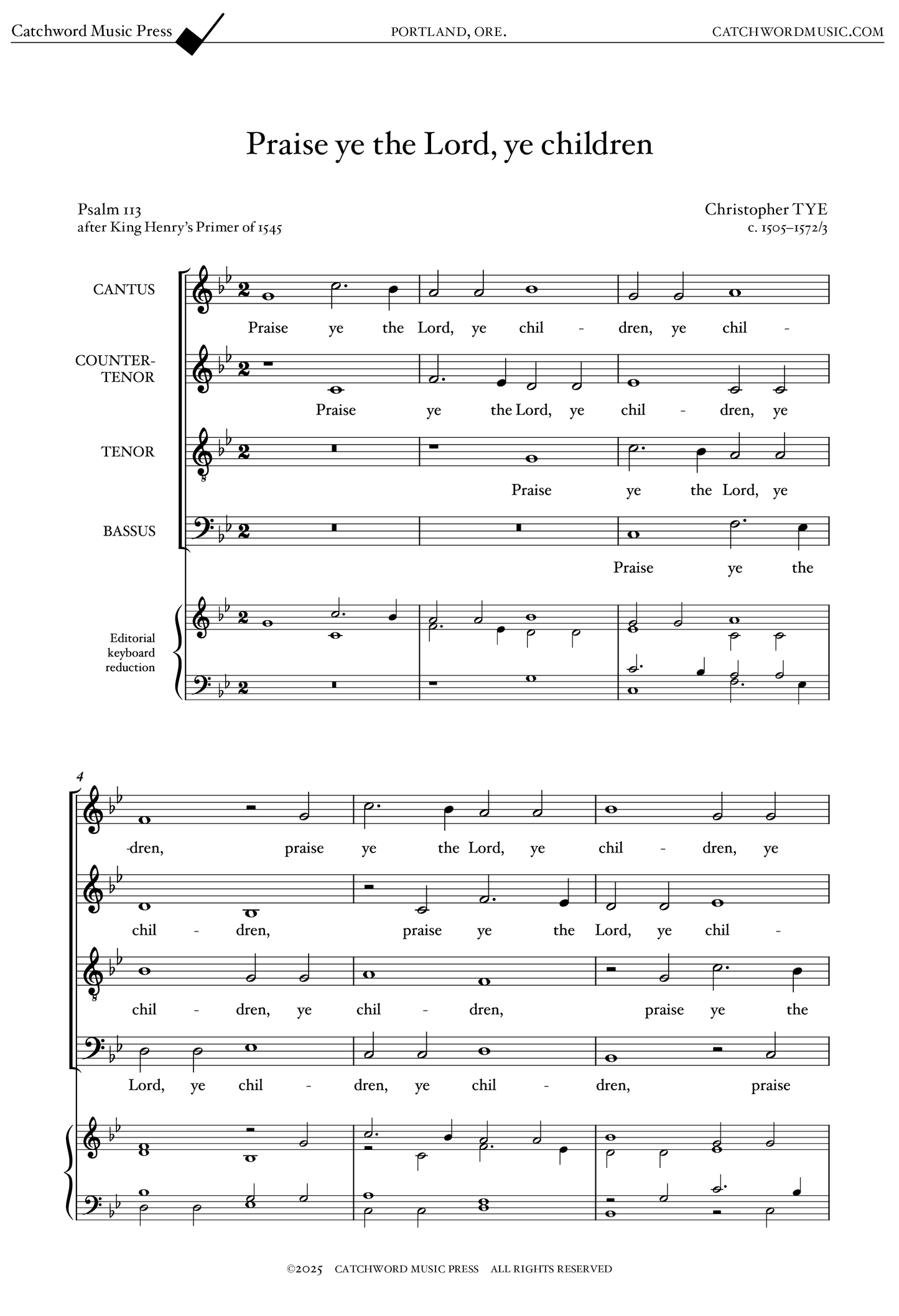 Tye — Praise ye the Lord, ye children [SATB]