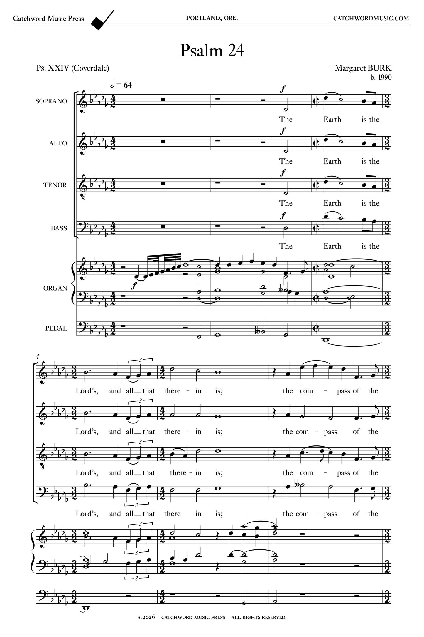 Burk — Psalm 24 [SATB + organ]