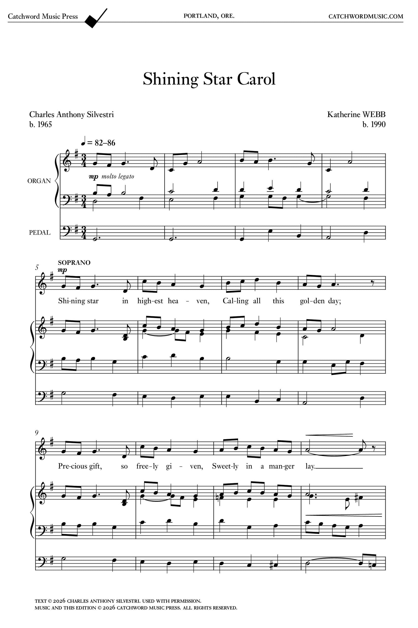 Webb — Shining Star Carol [SATB & organ]