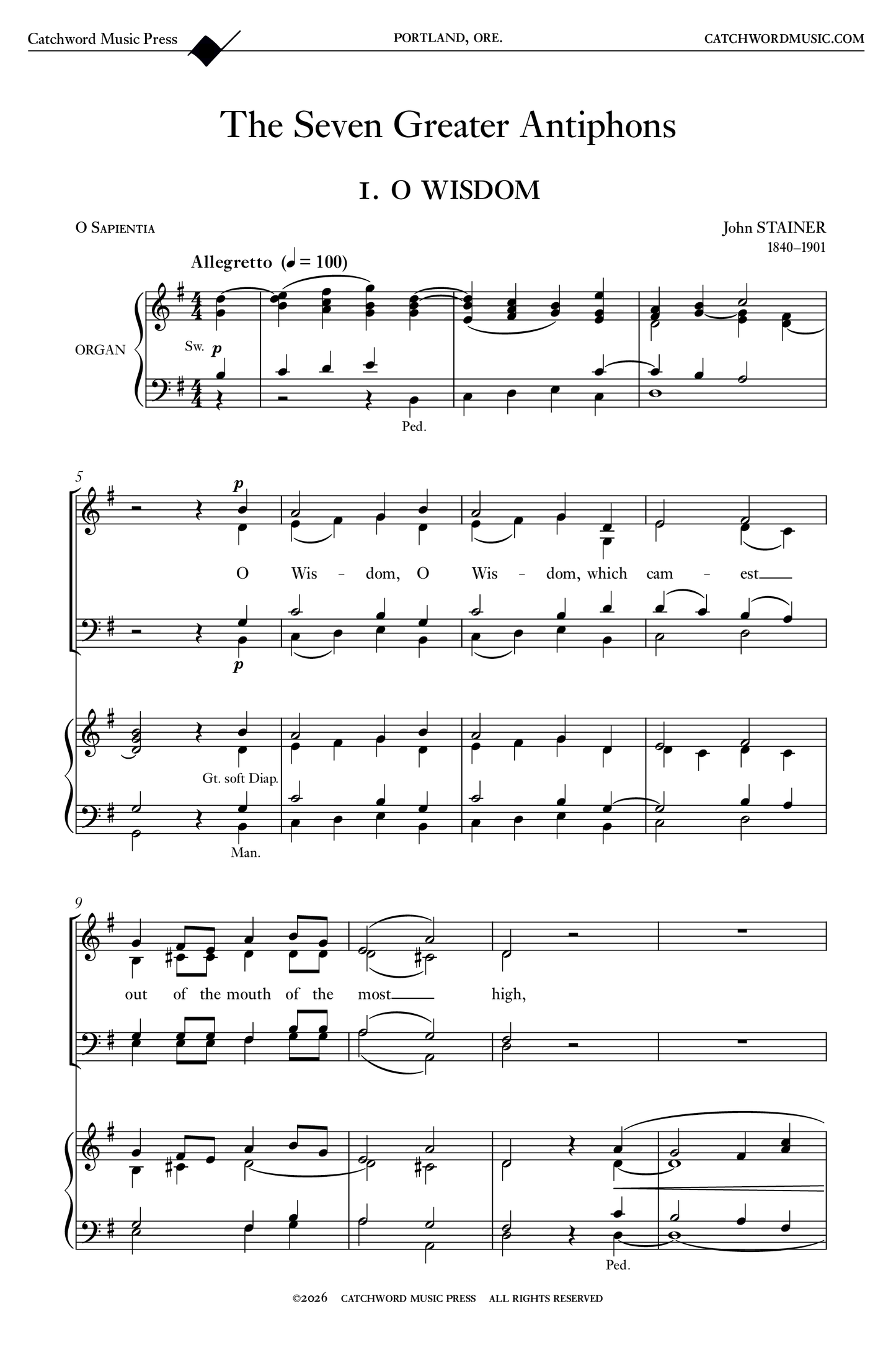 Stainer — The Seven Greater Antiphons [SATB + organ]