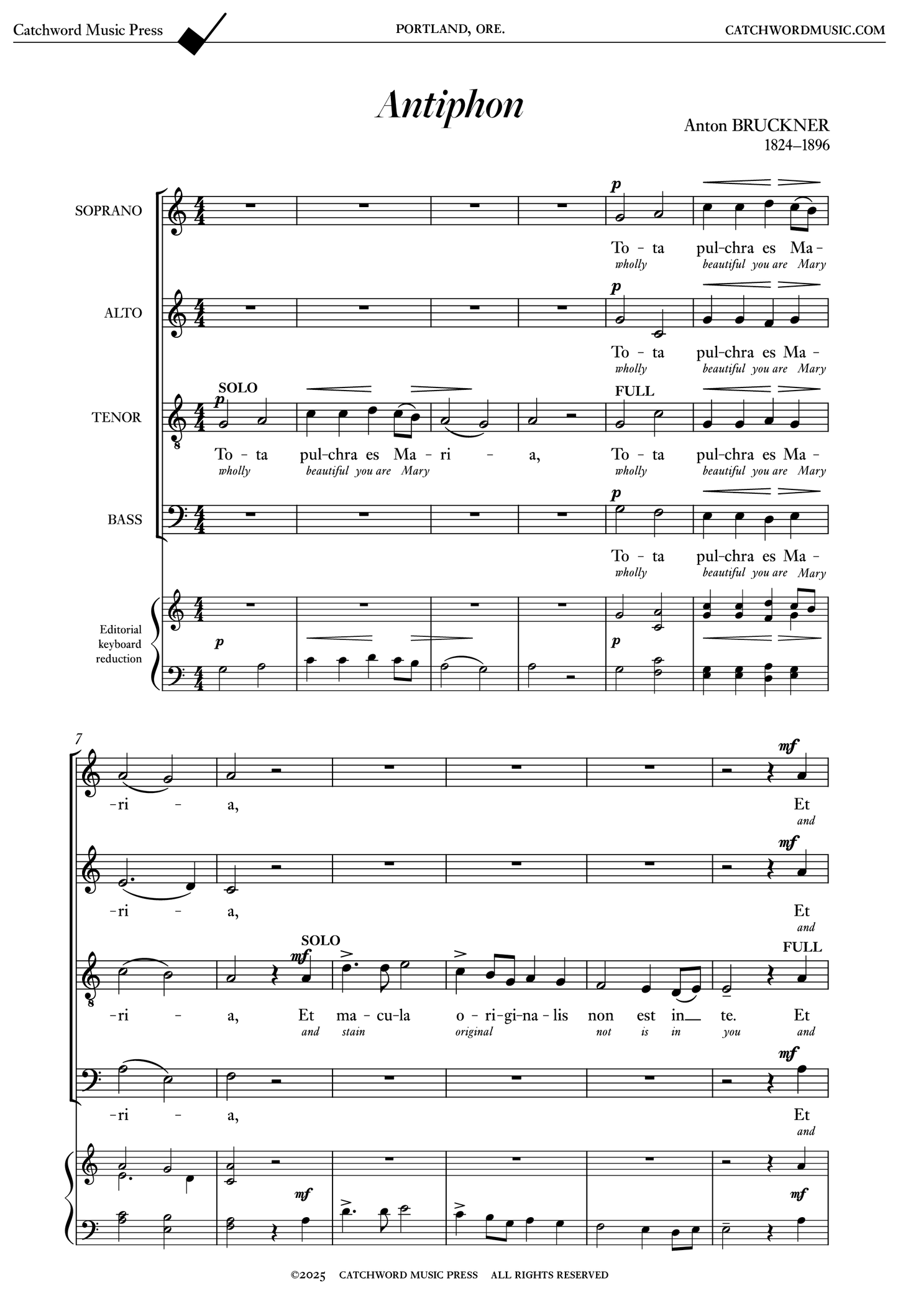 Bruckner — Tota pulchra es [SATB]