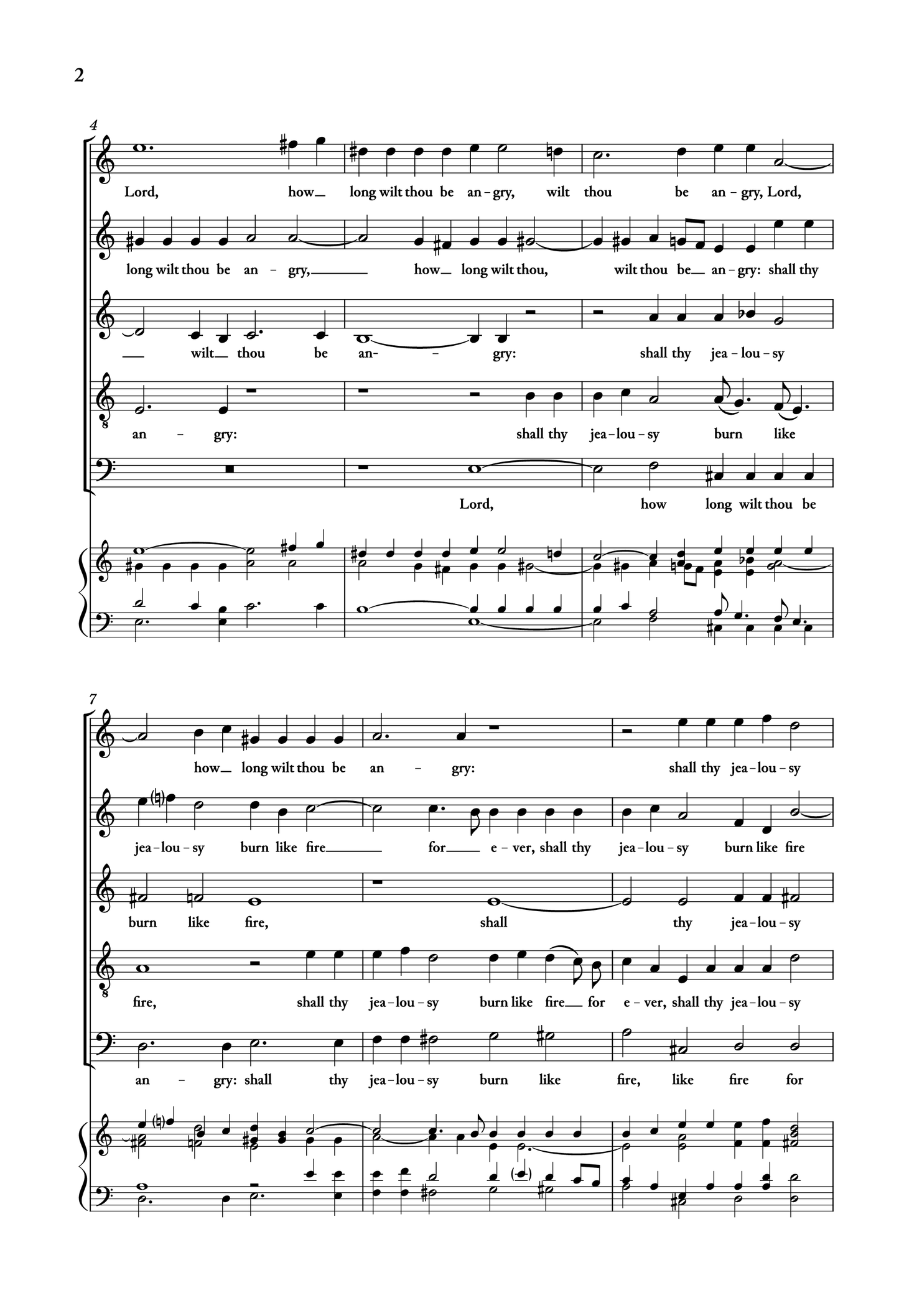 Purcell — Lord, how long wilt thou be angry [SSATB]